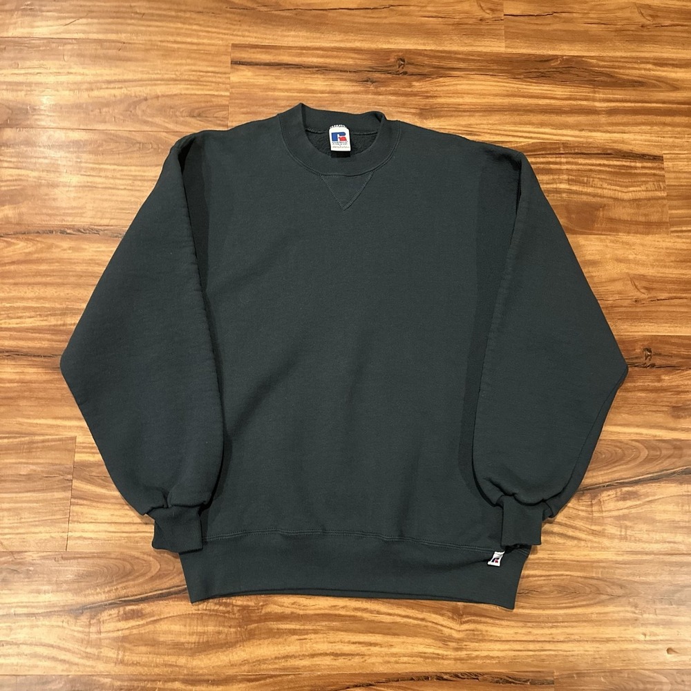 Vintage Russell Athletic Sweatshirt Mens Large Green Fleece Crewneck USA